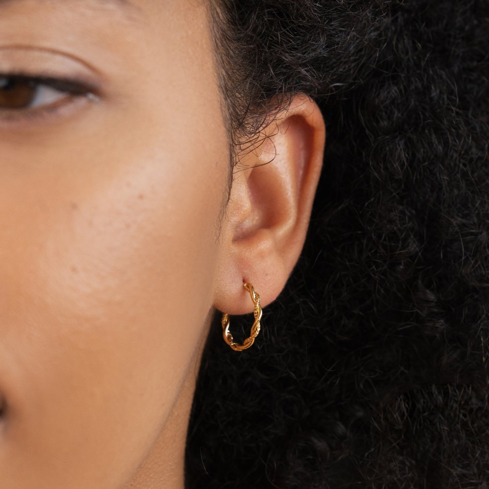Gold Twisted Semi Hoop Earrings