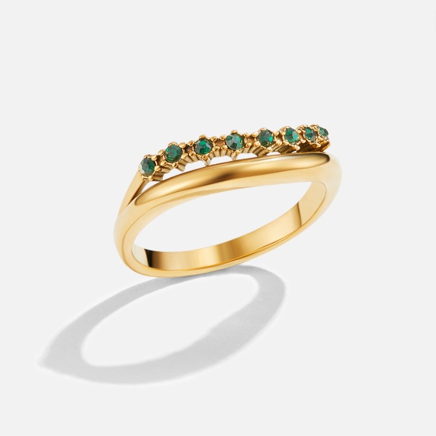 Gold Layered Ring with Emerald Green Stone
