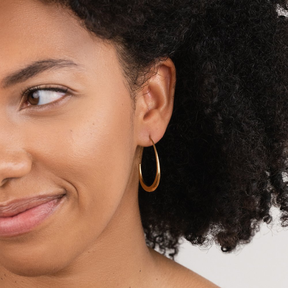 Gold Hoop Earrings with Smooth Polished Finish