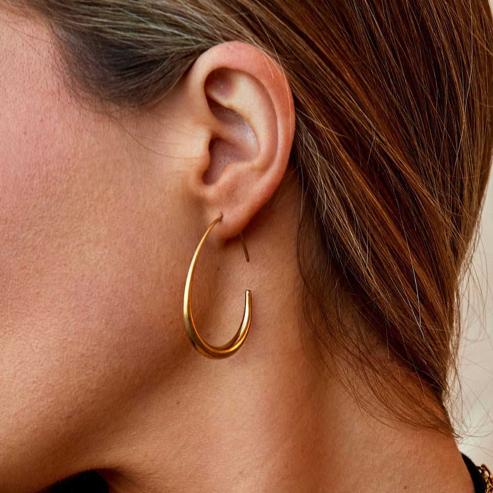 Gold Hoop Earrings with Smooth Polished Finish