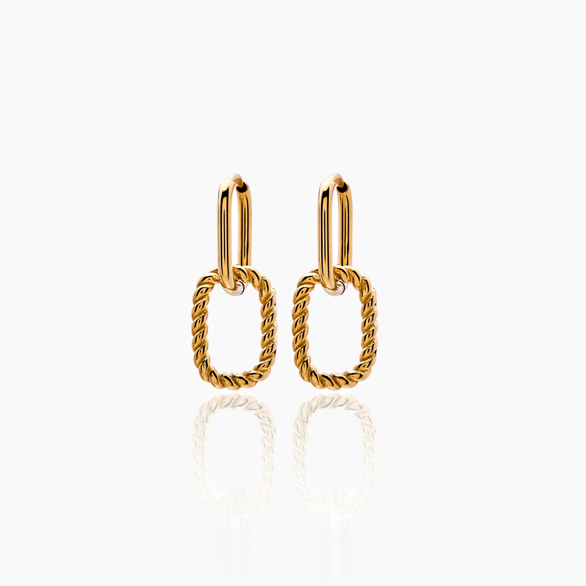 Roma | Gold Link Drop Hoop Earrings