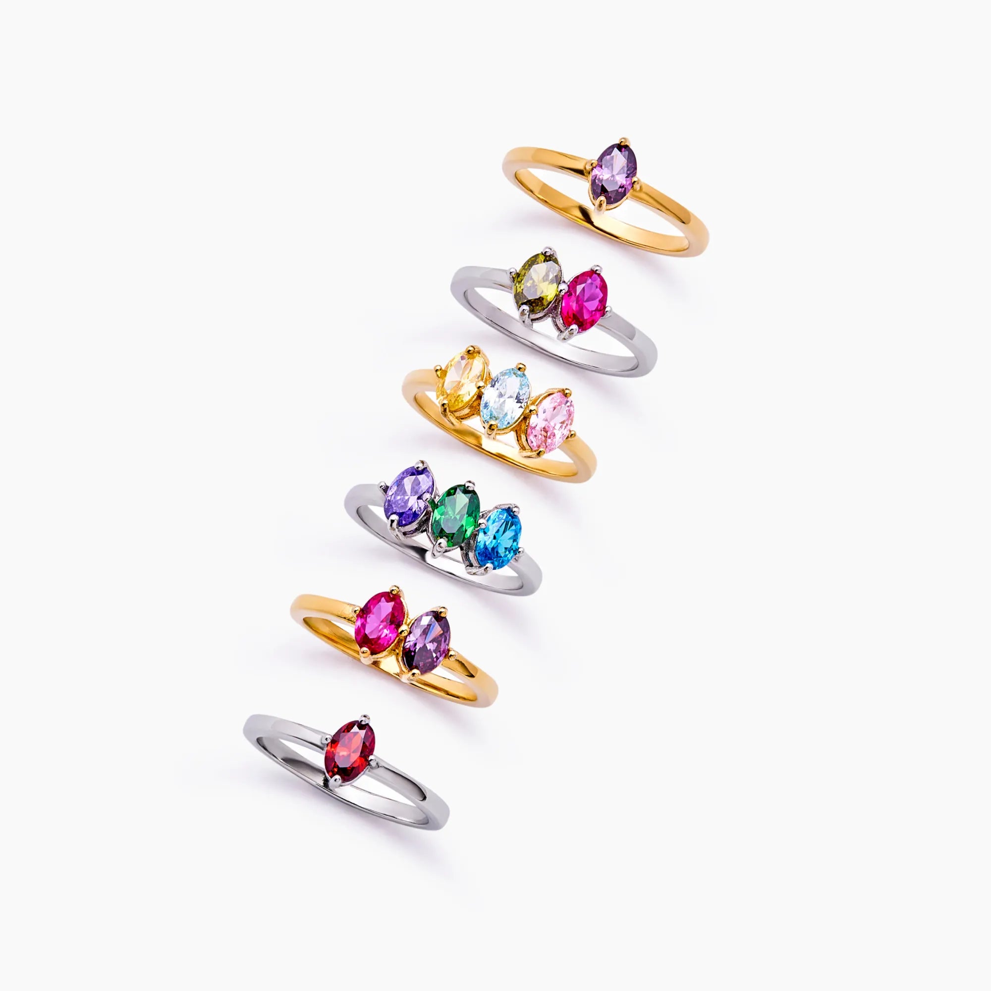 Gold Marquise Family Birthstone Ring
