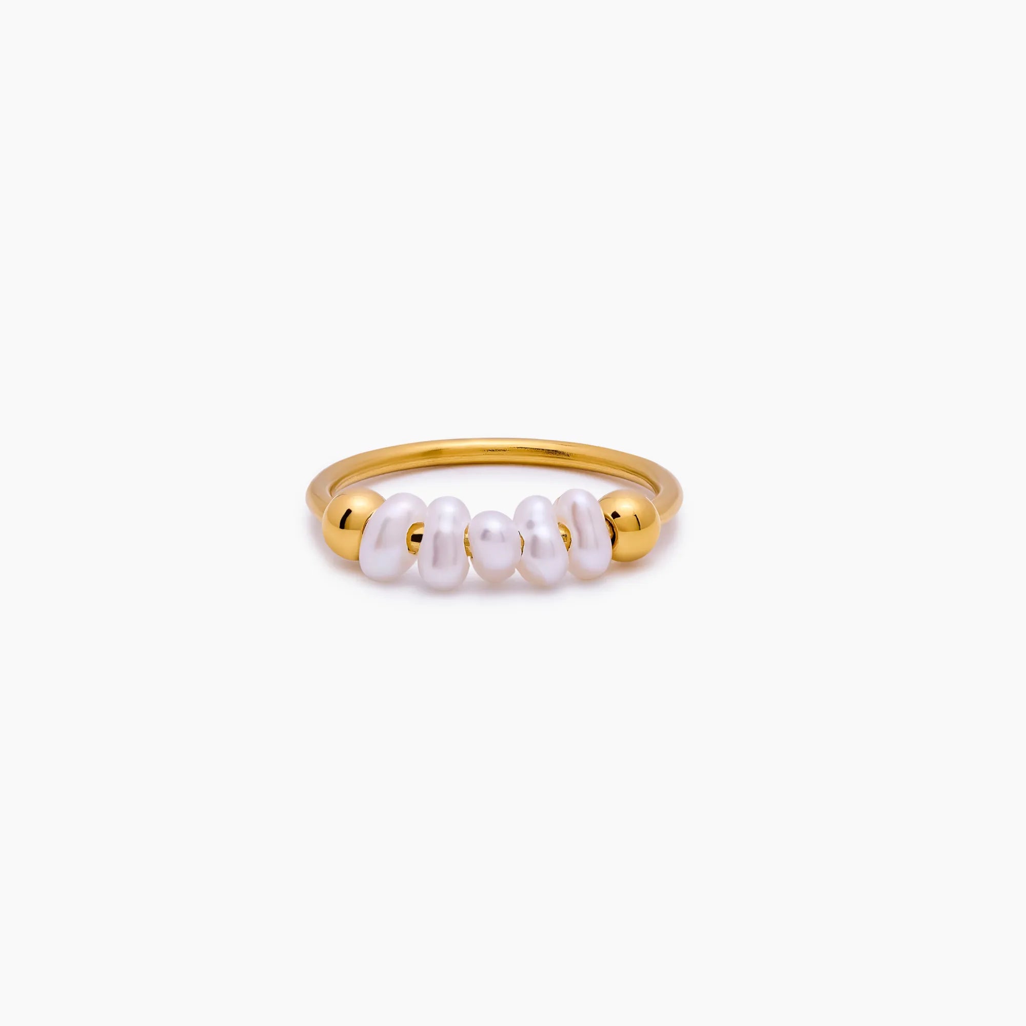 Gold Mini Pearl Row Ring