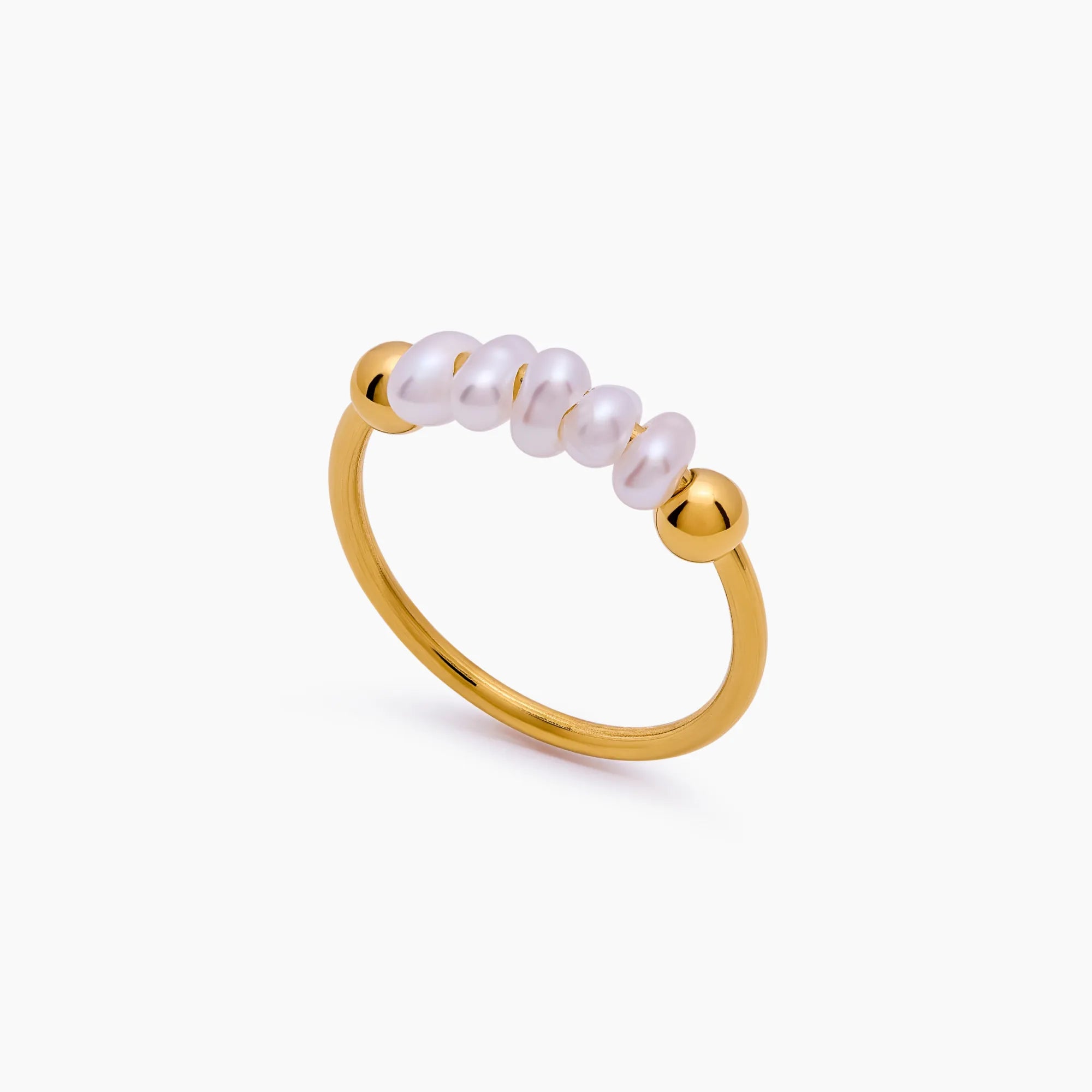 Gold Mini Pearl Row Ring