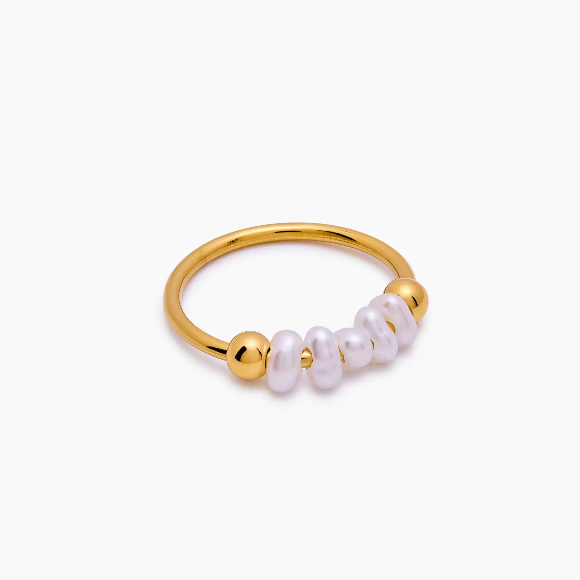 Gold Mini Pearl Row Ring