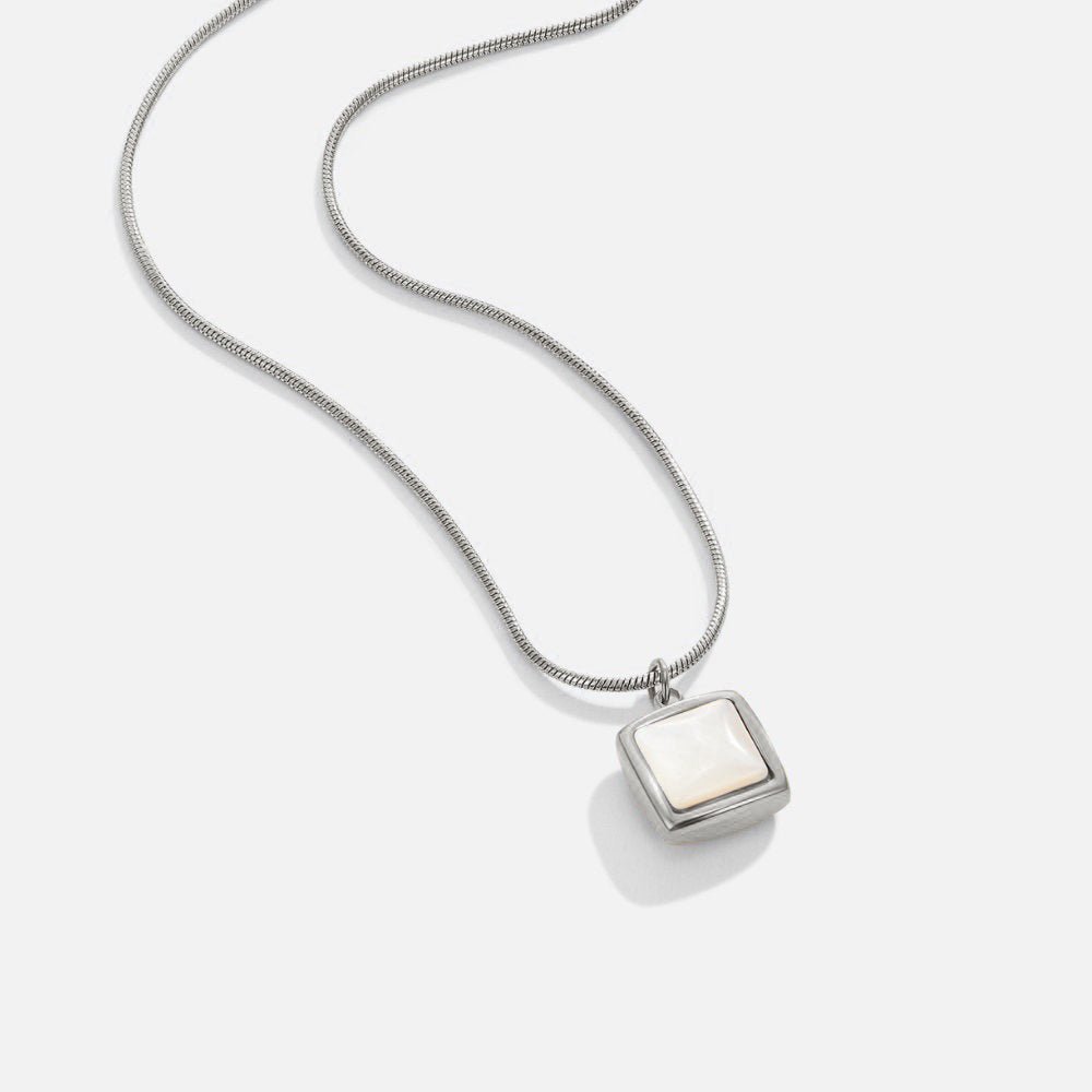 Silver Tone Moonstone Pendant Necklace