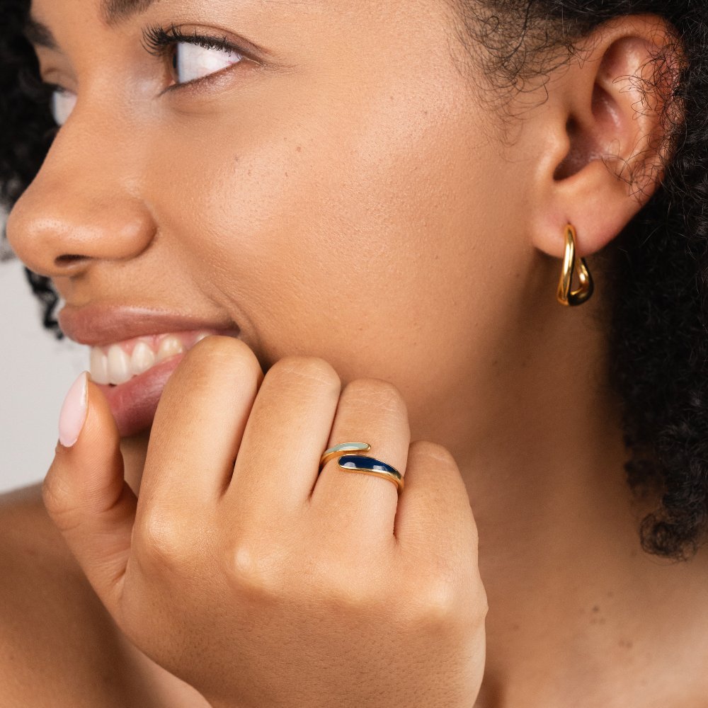 Gold Wrap Ring with Blue Stone