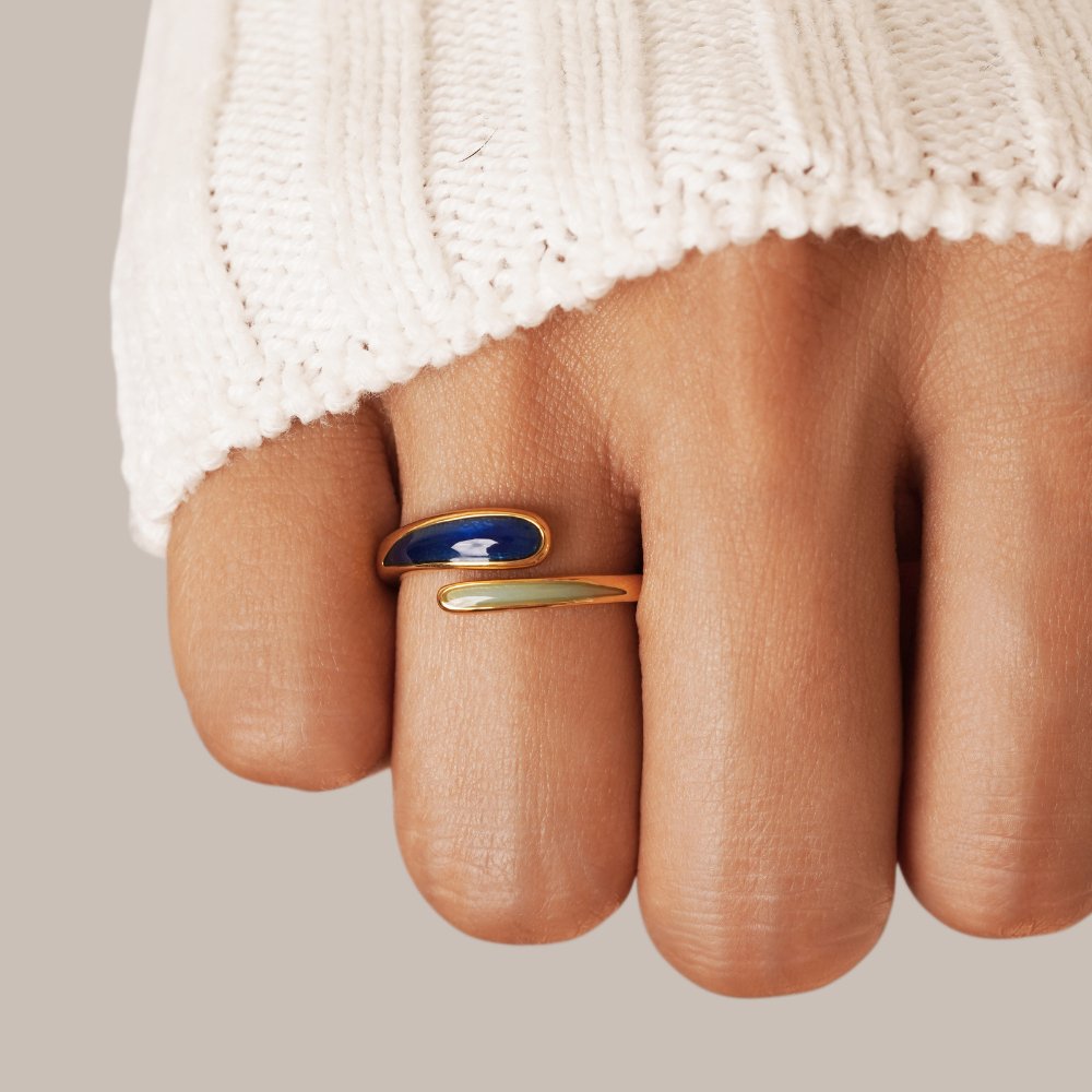Gold Wrap Ring with Blue Stone