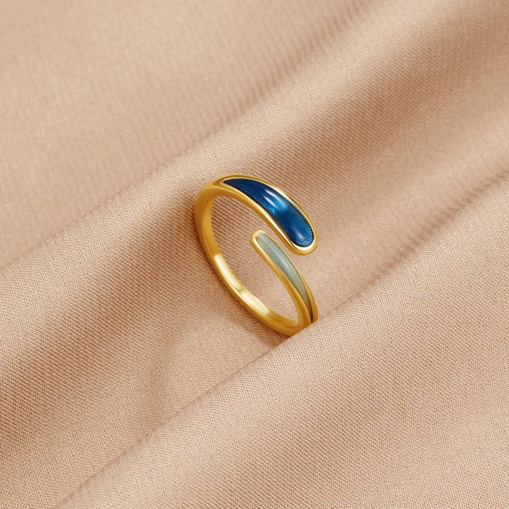 Gold Wrap Ring with Blue Stone
