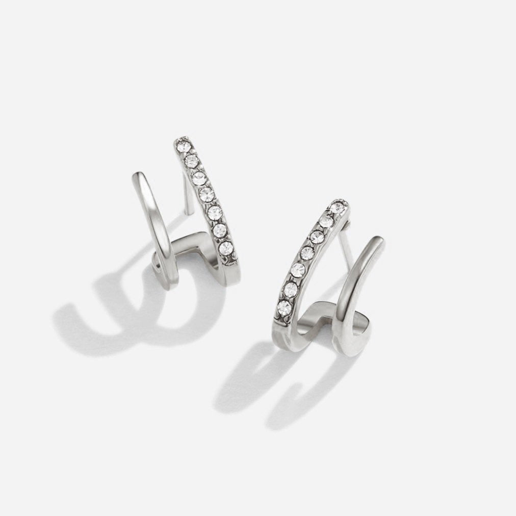 Silver Claw Earrings with Crystal Detail
