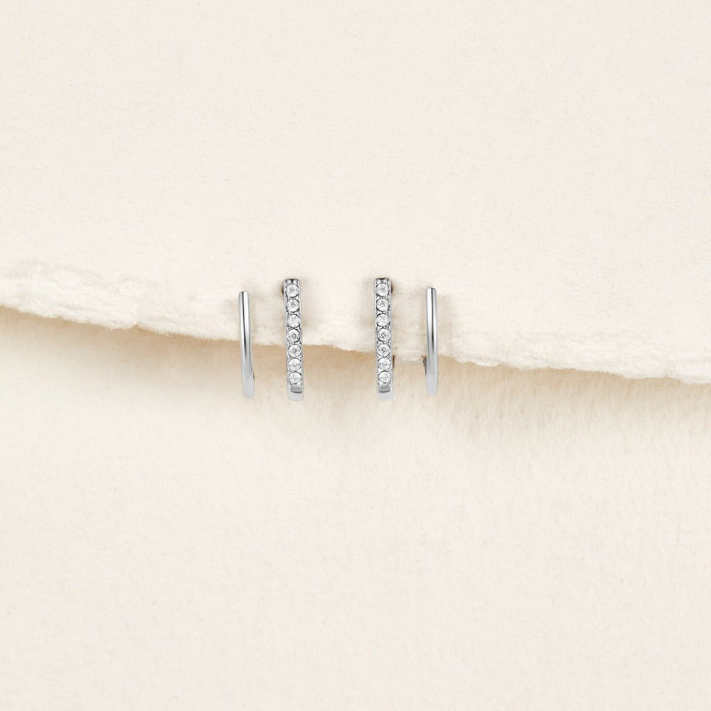 Silver Claw Earrings with Crystal Detail