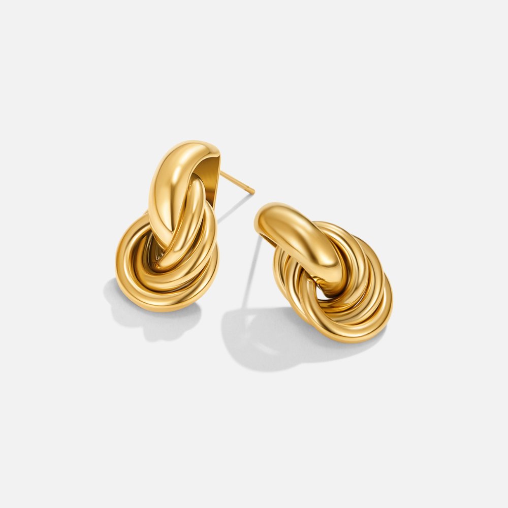 Gold Twisted Hoop Earrings with Rope-Style Design