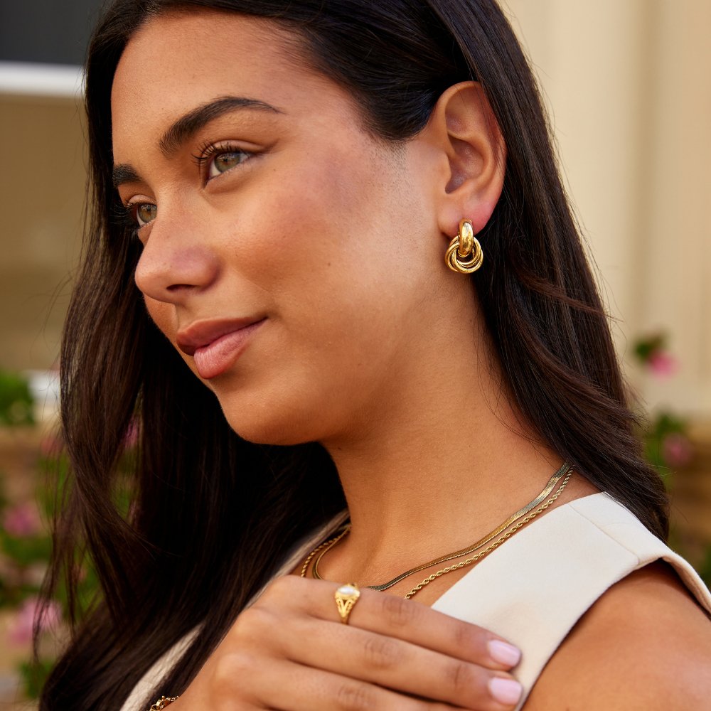 Gold Twisted Hoop Earrings with Rope-Style Design