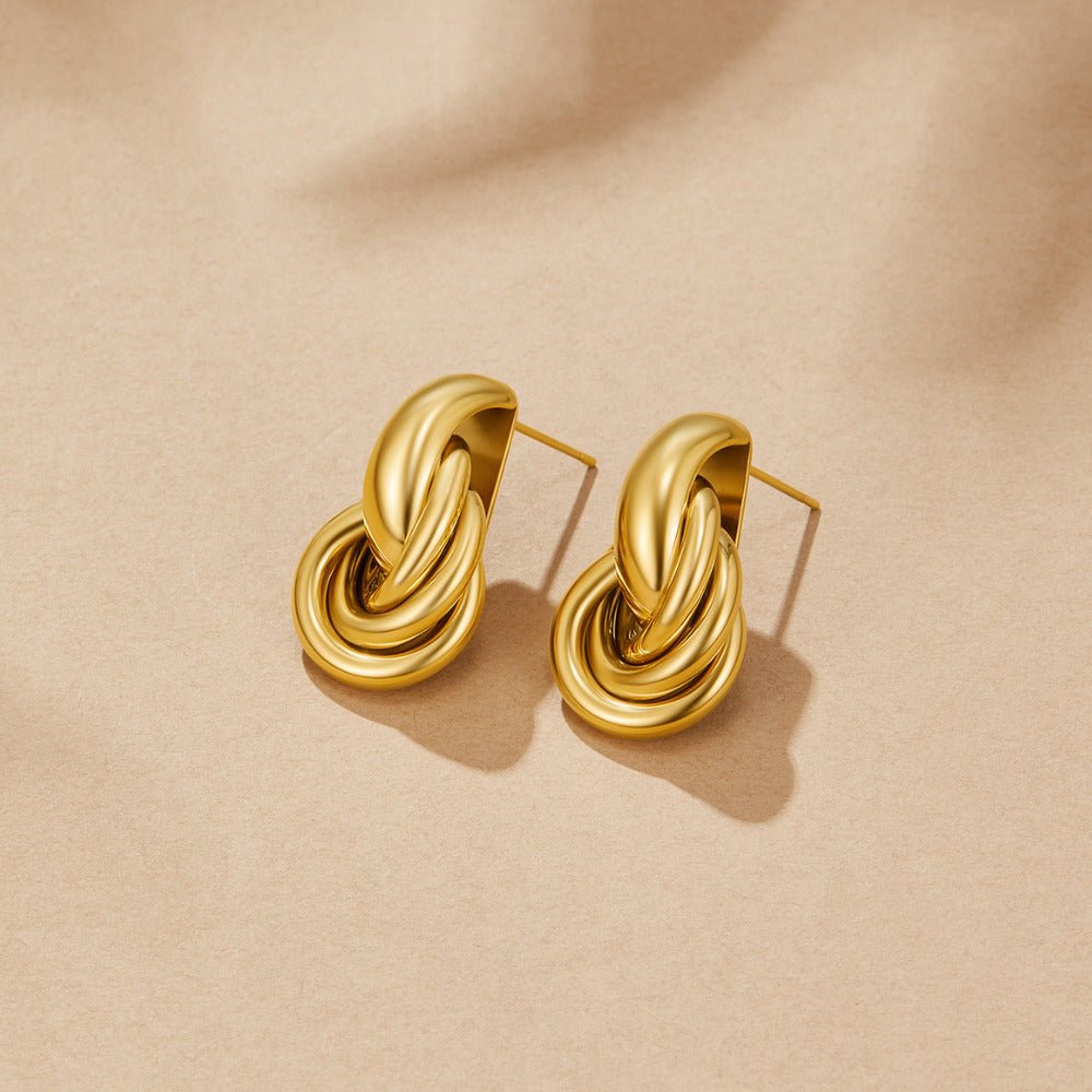 Gold Twisted Hoop Earrings with Rope-Style Design