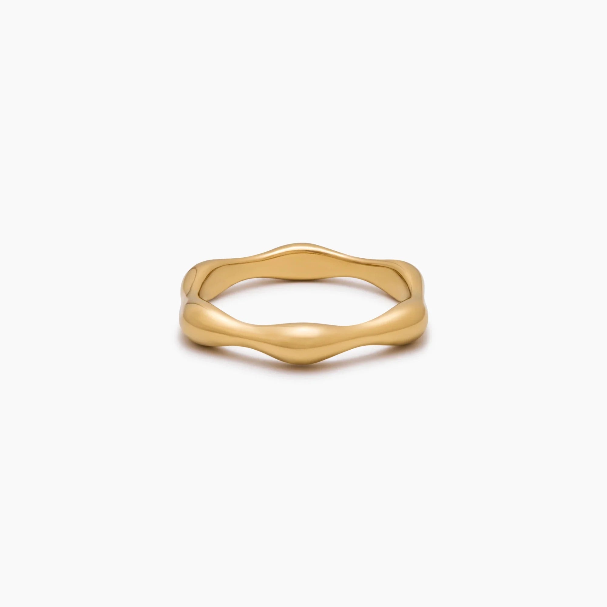 Gold Ripple Ring with Wave Band