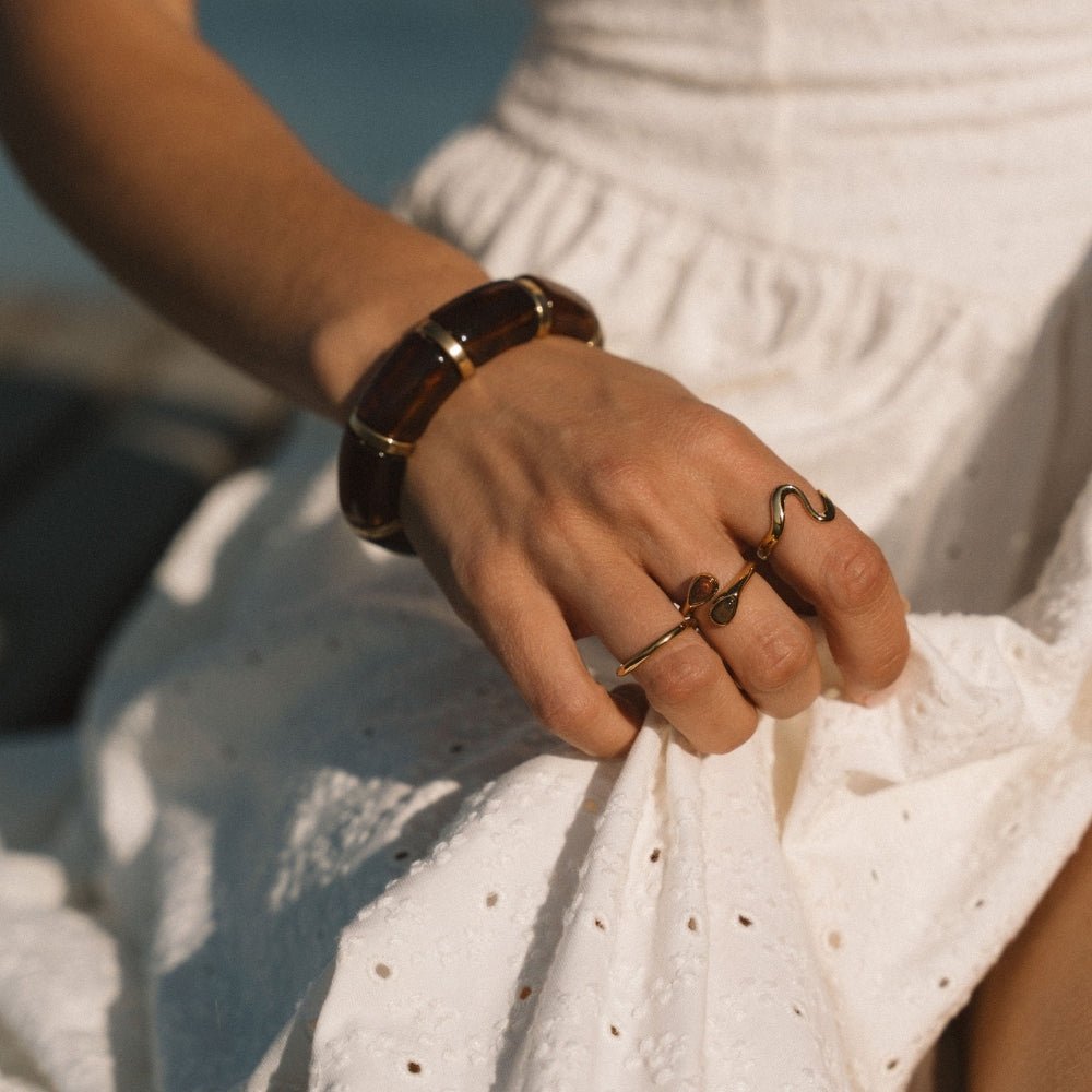Gold Wrap Ring with Tiger Eye Stone