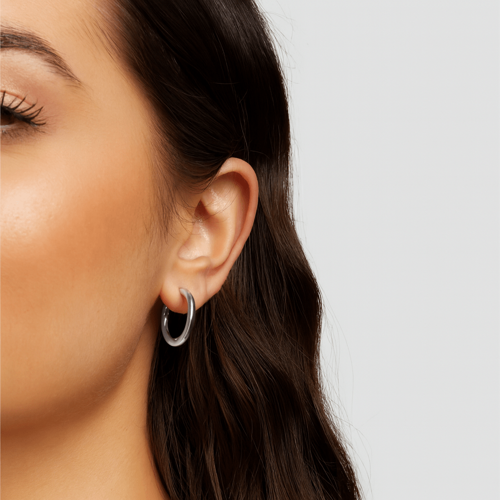 Silver Triple Hoop Earrings Set