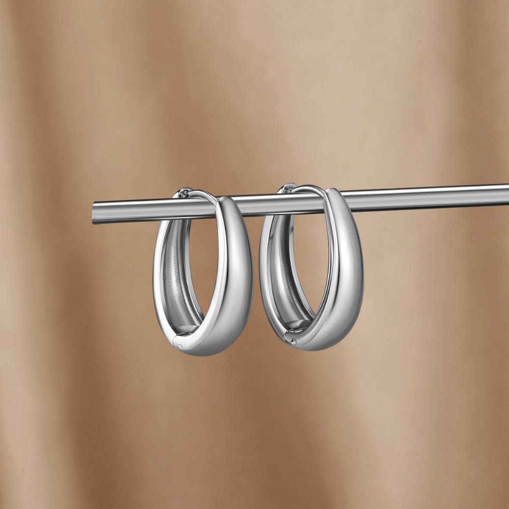 Silver Hoop Earrings with Smooth Polished Finish