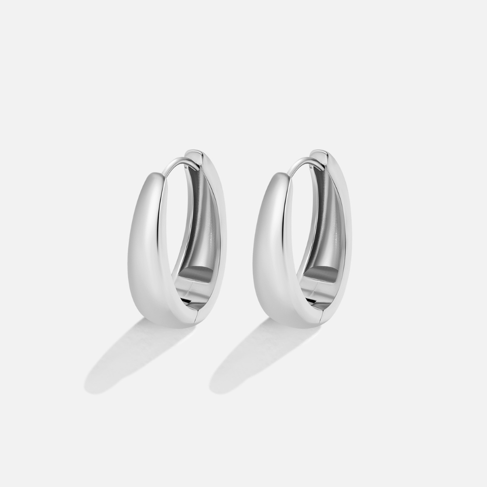 Silver Hoop Earrings with Smooth Polished Finish