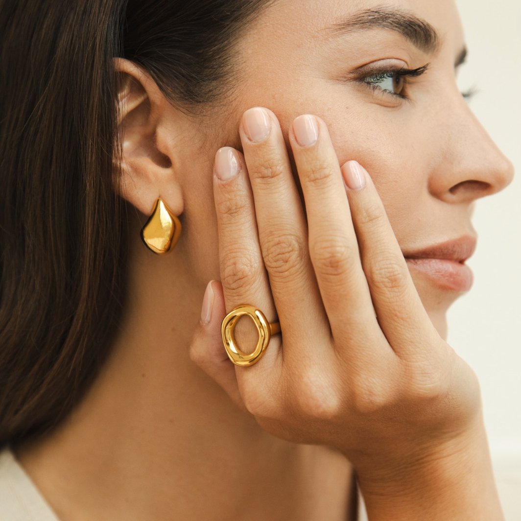 Gold Open Ring with Melted Texture Detail
