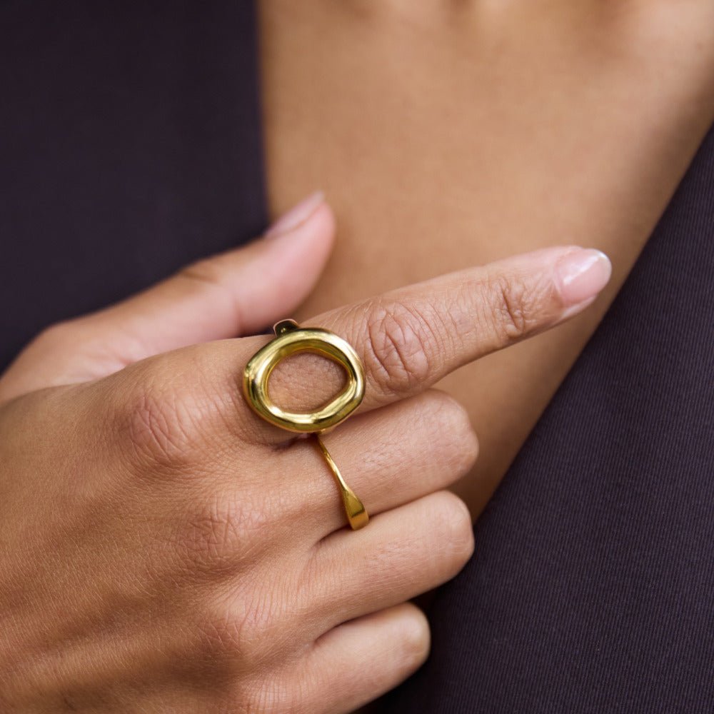 Gold Open Ring with Melted Texture Detail