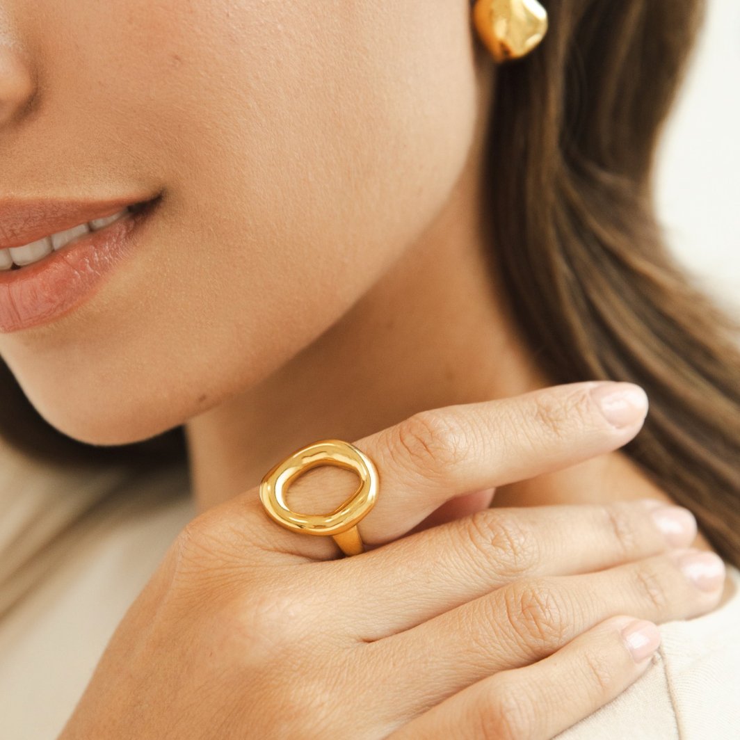 Gold Open Ring with Melted Texture Detail