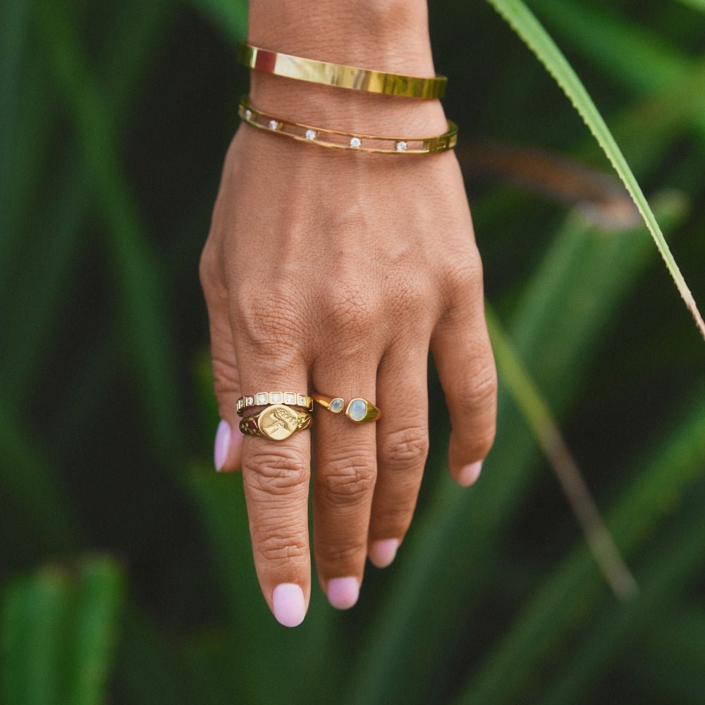 Gold Wrap Ring with Aquamarine Stone