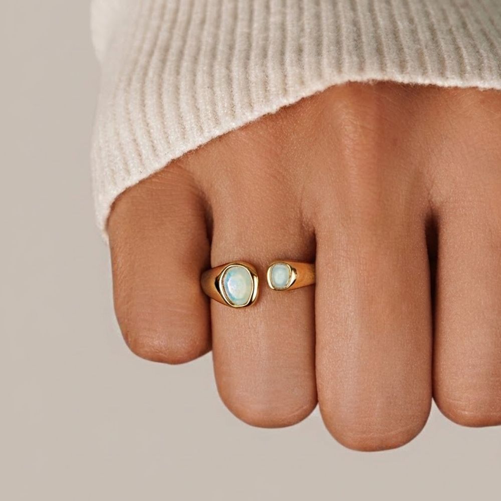 Gold Wrap Ring with Aquamarine Stone