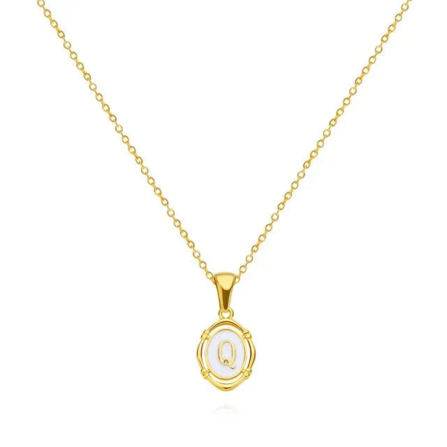 Gold Tone Vintage Letter Pendant Necklace