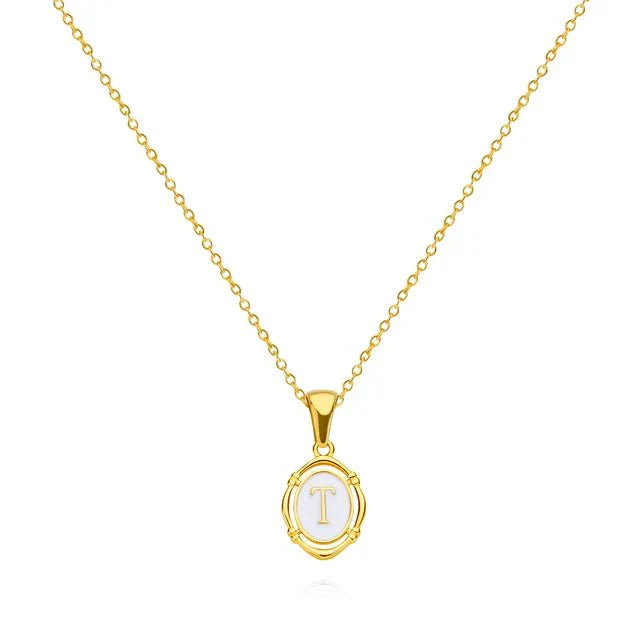Gold Tone Vintage Letter Pendant Necklace