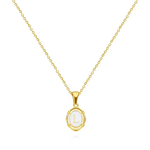 Gold Tone Vintage Letter Pendant Necklace