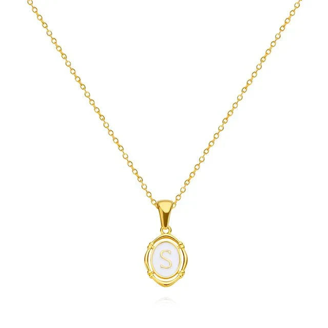 Gold Tone Vintage Letter Pendant Necklace