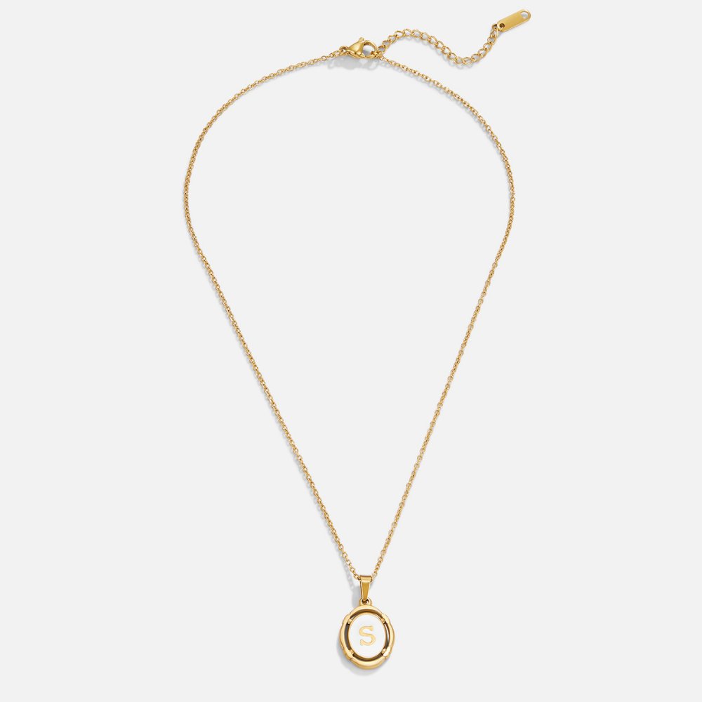 Gold Tone Vintage Letter Pendant Necklace