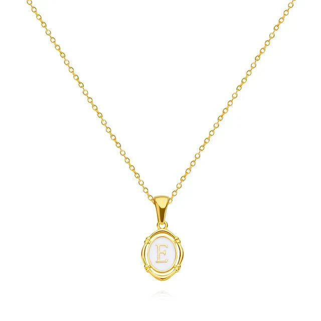 Gold Tone Vintage Letter Pendant Necklace
