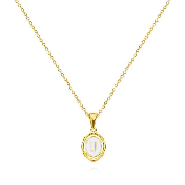 Gold Tone Vintage Letter Pendant Necklace