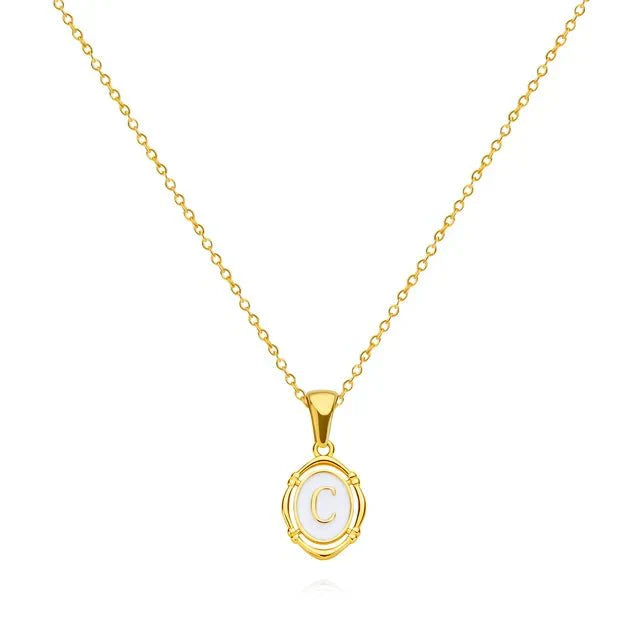 Gold Tone Vintage Letter Pendant Necklace