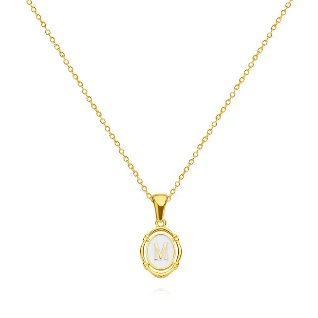 Gold Tone Vintage Letter Pendant Necklace