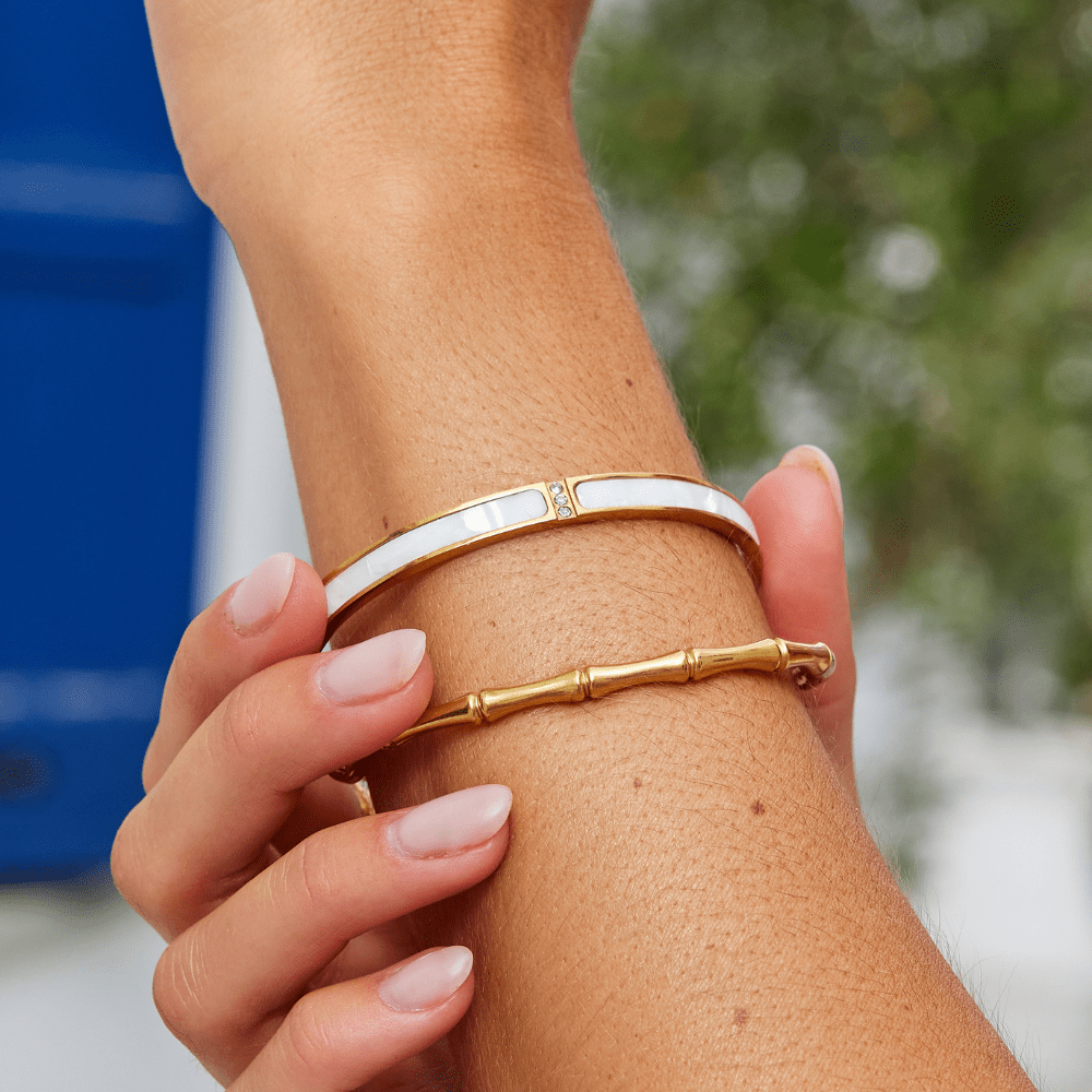 Gold Bangle with Geometric Sahara Detail